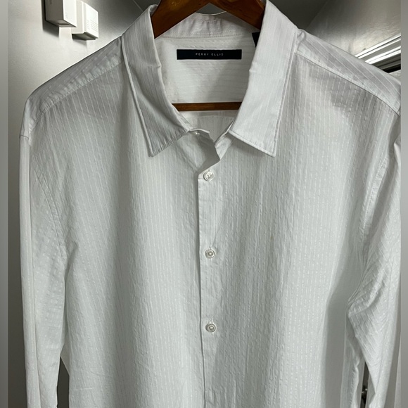 Perry Ellis | Shirts | Perry Ellis White Striped Cotton Dress Shirt ...